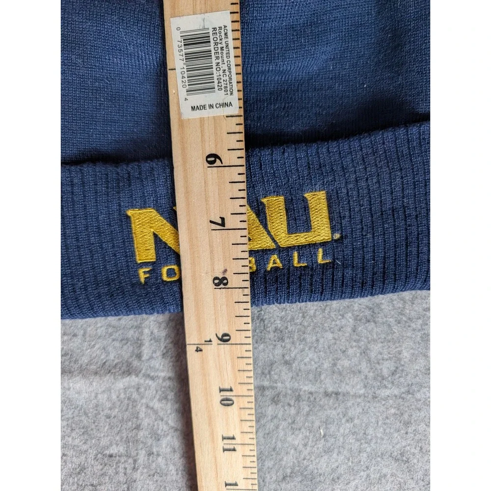 Adidas NAU‎ Football Beanie Hat Navy Blue Yellow Pom Knit Cuffed Lumberjacks